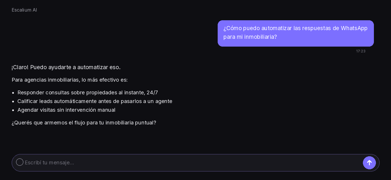 Example conversation in Escalium AI
